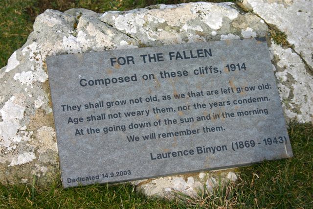 Laurence Binyon's memorial plaque, Pentire Head, Cornwall