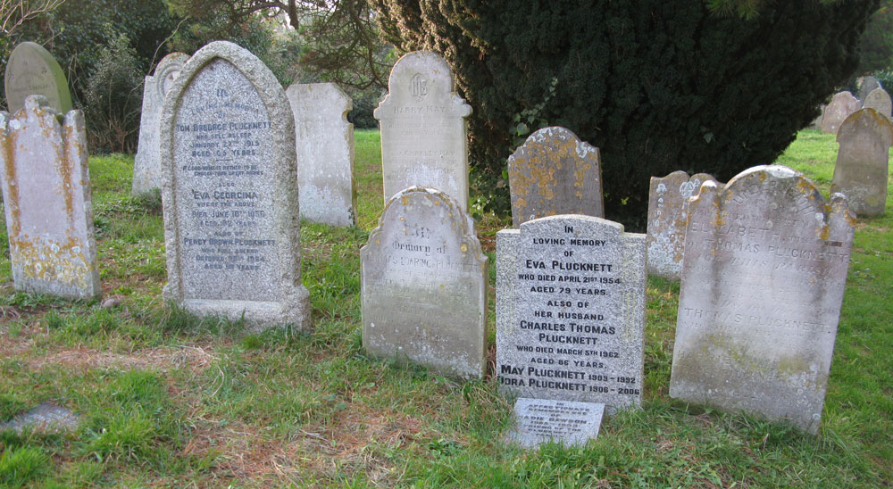 Plucknett graves in Thorverton churchyard
